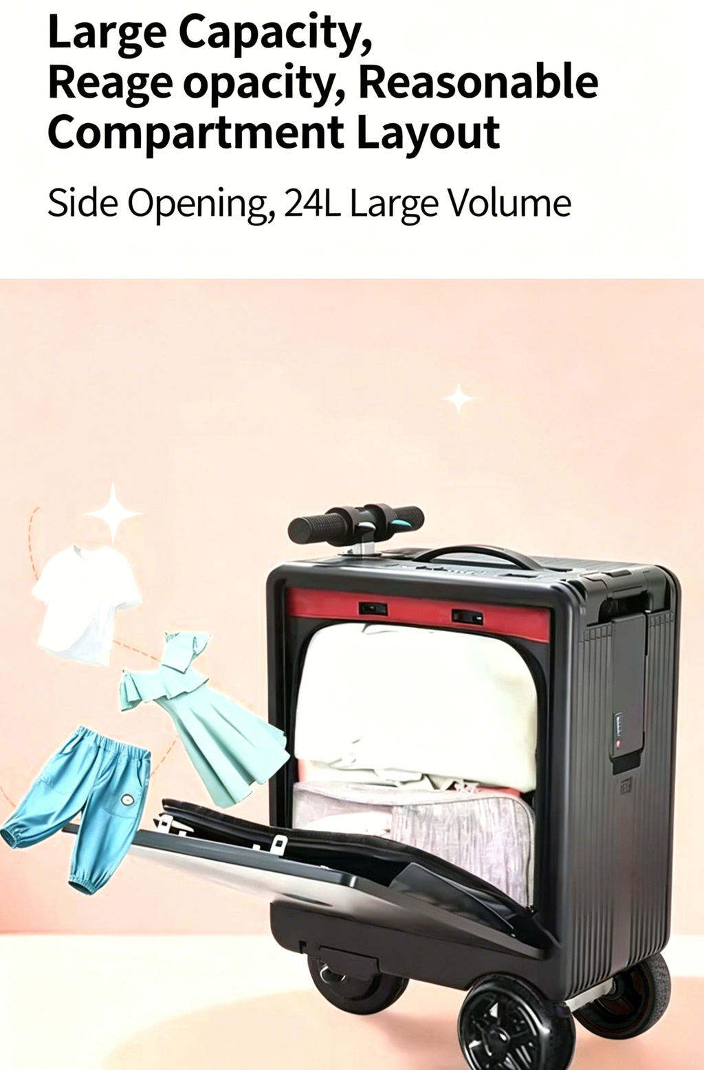 【DUDTN】 Intelligent electric cycling suitcase can be used for human transportation, tie rod password case, large capacity universal wheel business suitcase.