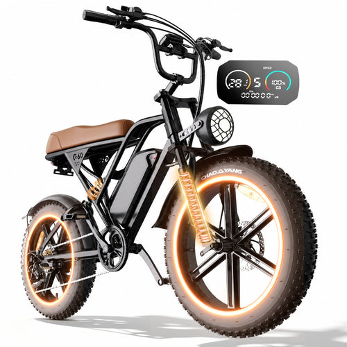 1500W Peak Retro Fat Tire Electric Bike, 48V 20AH Detachable Battery 28MPH Full Suspension E-Bike, 20"×4.0 All Terrain Electric Bicycle with 3 Color Options, Hydraulic Disc Brakes
