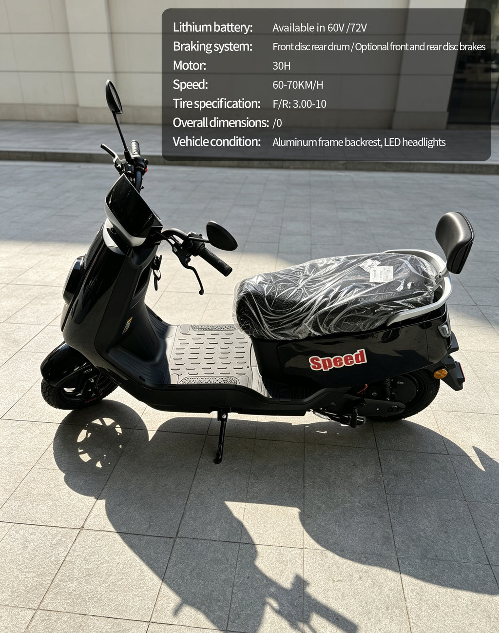 【DUDTN】Adult Urban Electric Scooter Motorcycle | 60KM/H, Available options. Mileage, Optional Front Rear Disc Brake, LED Light with Backrest Free shipping, no additional fees.