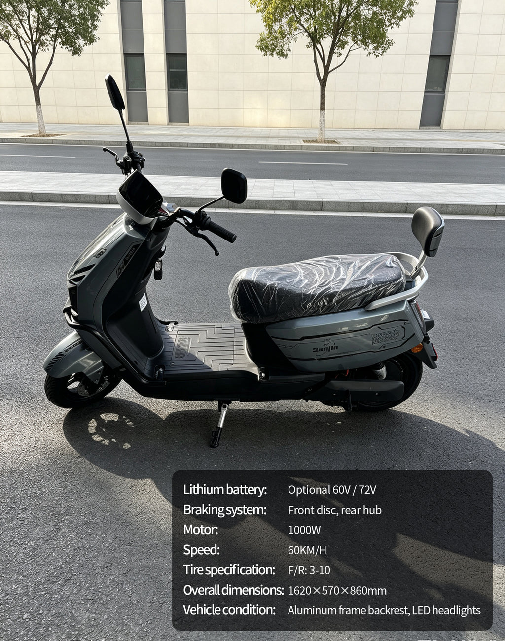 1000W Adult Electric Scooter Motorcycle | Max Speed 60KM/H, Available options.Range, Front Disc Brake Commuter E-Bike with LED Headlight & Backrest