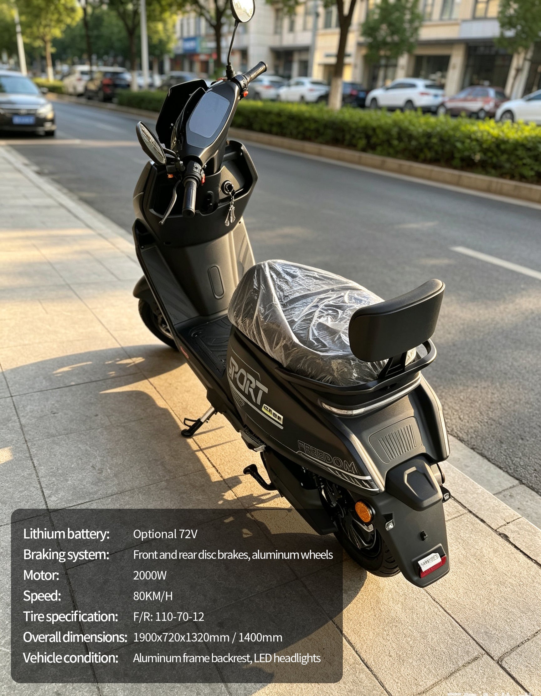 2000W High Speed Electric Scooter Motorcycle | 80km/h Max Speed, Available options. Range, Front & Rear Disc Brakes Adult E-Bike