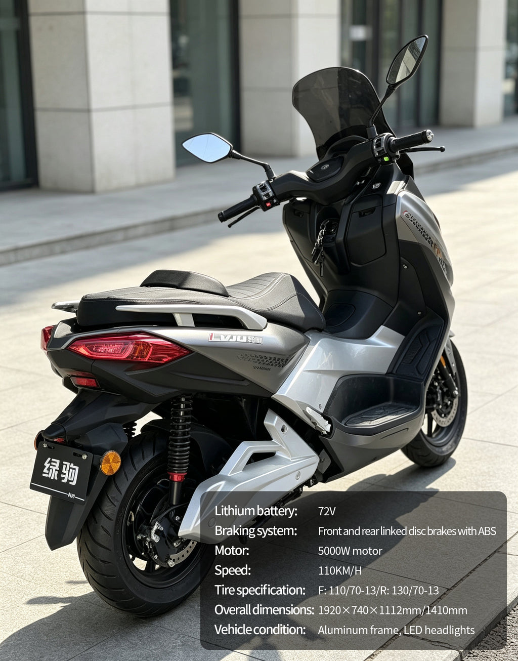 5000W High Speed Maxi Scooter Electric Motorcycle | 120KM/H Top Speed, Over 250KM Range, 72V60AH Lithium Battery, ABS Linked Disc Brakes Adult E-Scooter