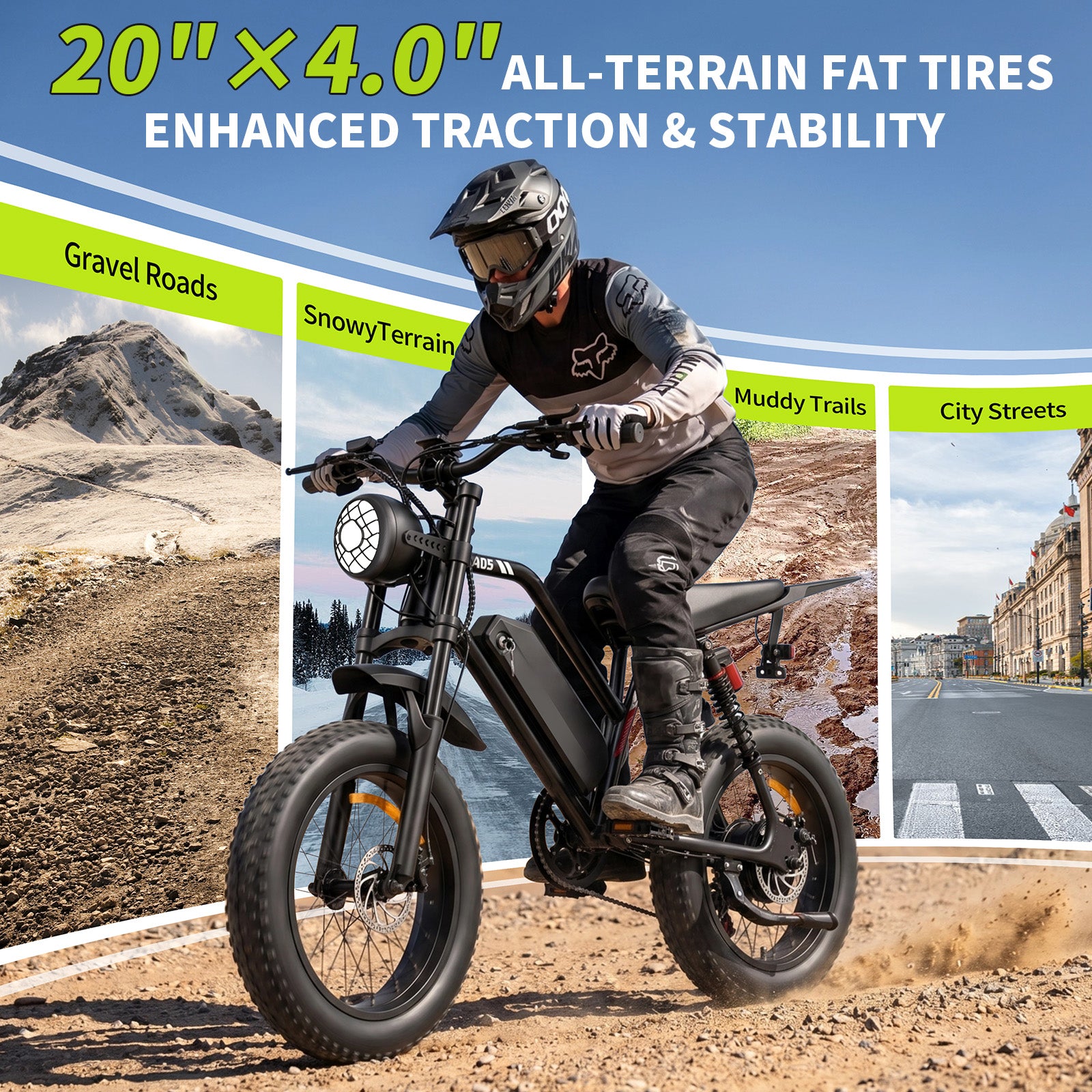 1500W Peak Fat Tire Electric Bike, 48V 15AH Removable Battery E-Bike, 31MPH Full Suspension All-Terrain Electric Bicycle with Hydraulic Disc Brakes