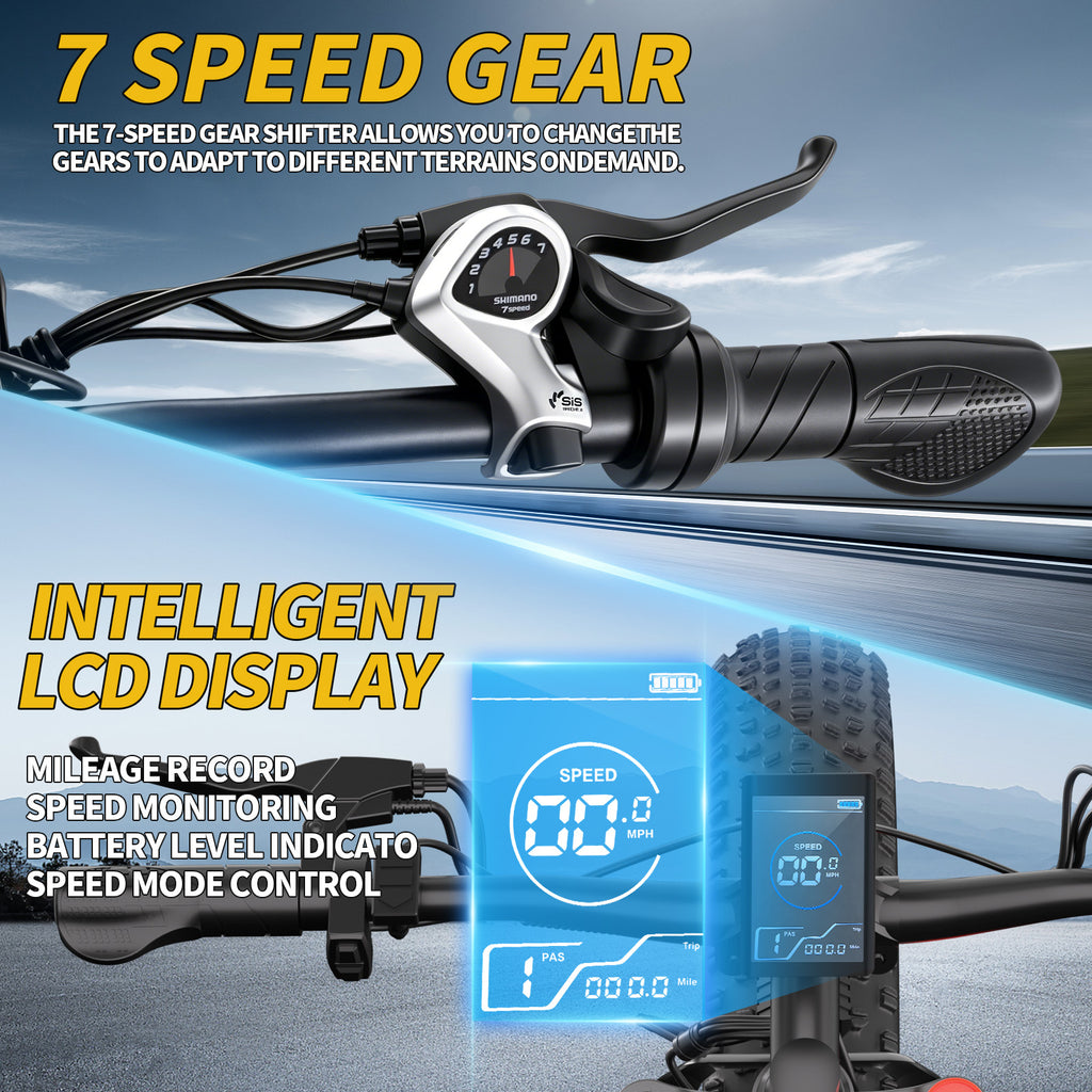 1500W Peak Fat Tire Electric Bike, 48V 15AH Detachable Battery 32MPH All Terrain E-Bike, Full Suspension Aluminum Frame Electric Mountain Bicycle with Hydraulic Disc Brakes