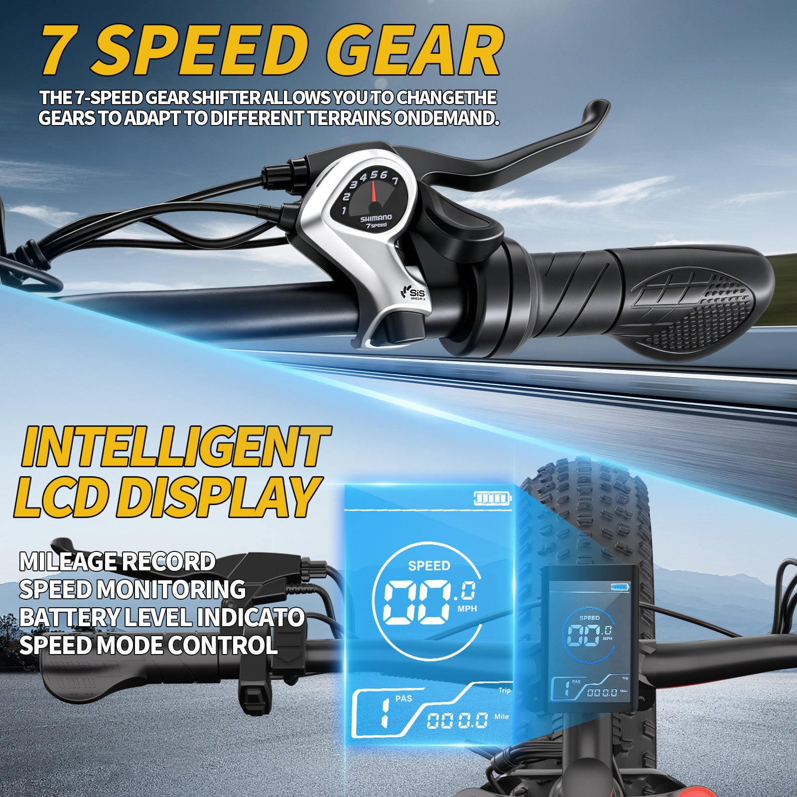 1500W Peak Fat Tire Electric Bike, 48V 15AH Detachable Battery 32MPH All Terrain E-Bike, Full Suspension Aluminum Frame Electric Mountain Bicycle with Hydraulic Disc Brakes