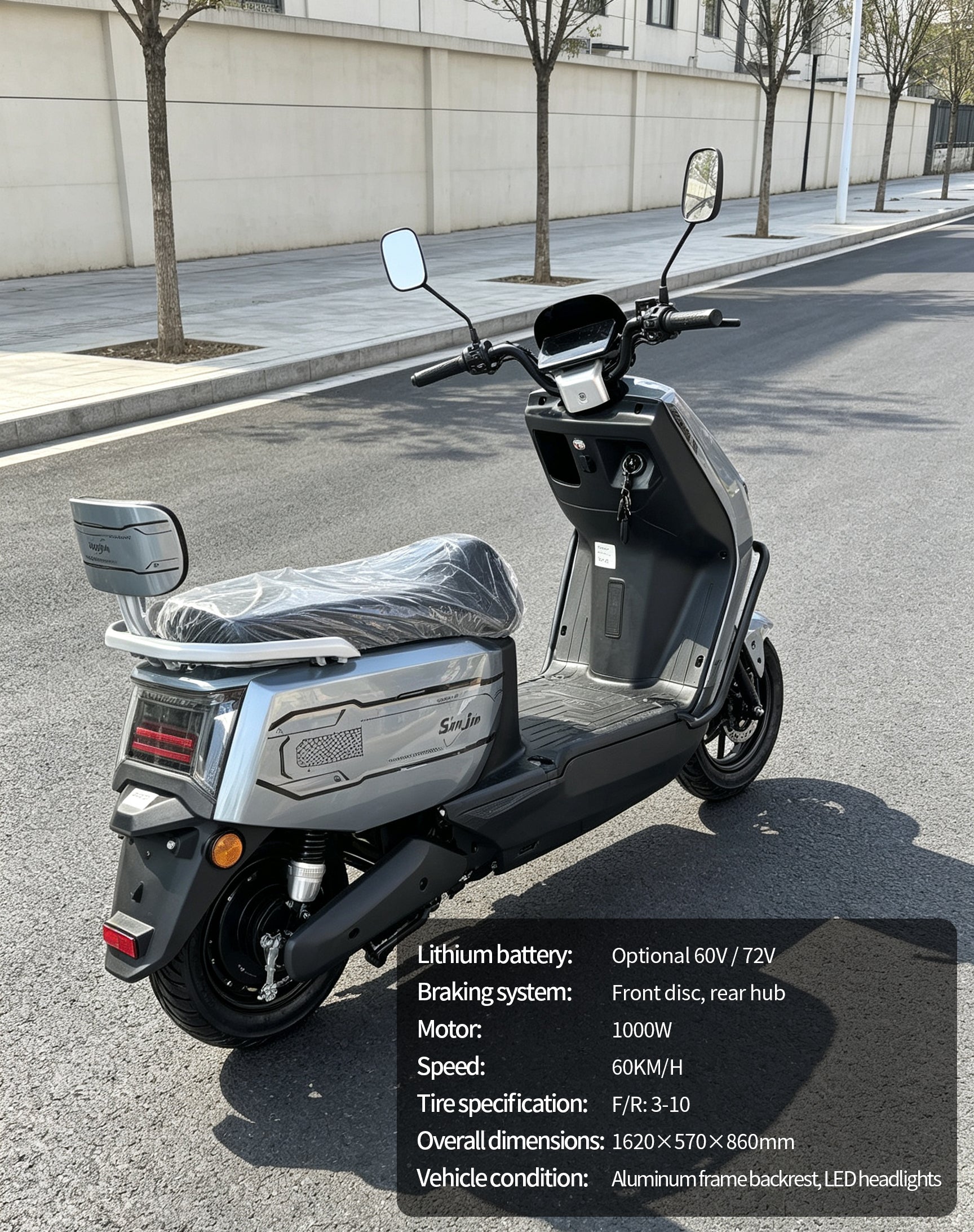 1000W Adult Electric Scooter Motorcycle | Max Speed 60KM/H, Available options.Range, Front Disc Brake Commuter E-Bike with LED Headlight & Backrest