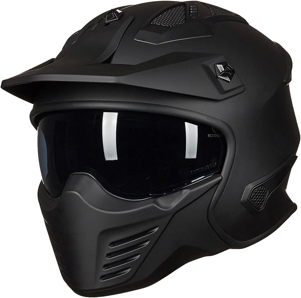 ILM Open Face Motorcycle 3/4 Half Helmet for Dirt Bike Moped ATV UTV Motocross Electric Cruiser Scooter DOT Model 726X(Matte Black,L)