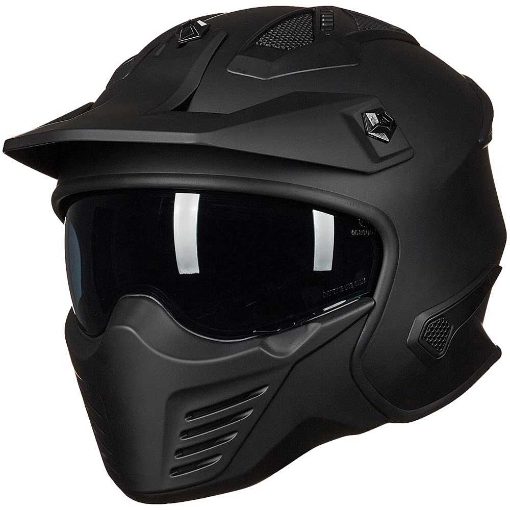 ILM Open Face Motorcycle 3/4 Half Helmet for Dirt Bike Moped ATV UTV Motocross Electric Cruiser Scooter DOT Model 726X(Matte Black,L)