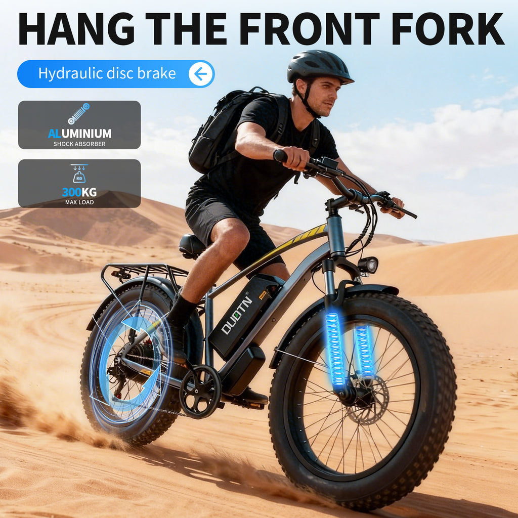 DUOTIN 1500W Fat Tire Electric Bike, 48V 18.2AH Detachable Battery 50KM/H 26"×4.0 All Terrain E-Bike, Aluminum Frame Hydraulic Disc Brake Electric Mountain Bicycle