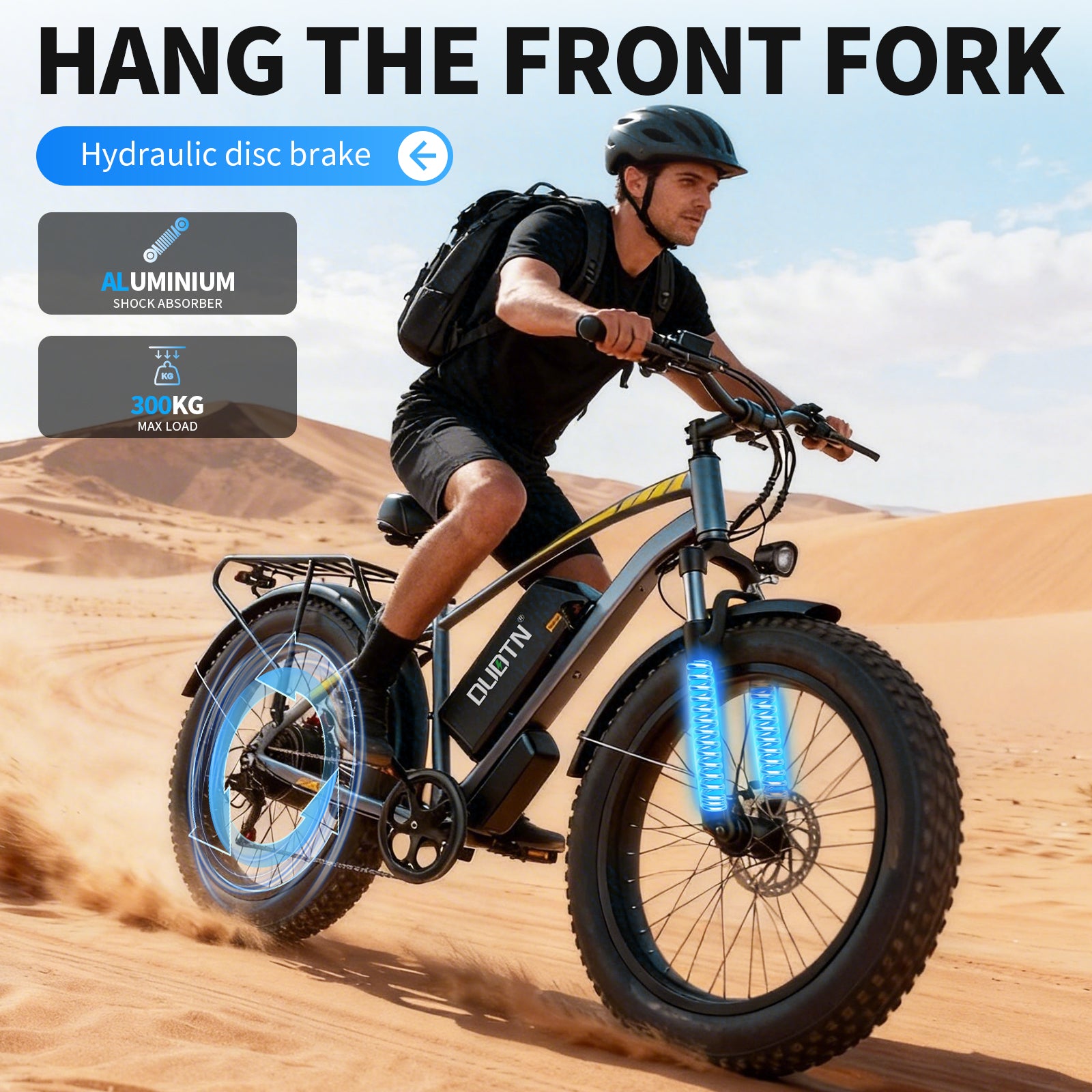 DUOTIN 1500W Fat Tire Electric Bike, 48V 18.2AH Detachable Battery 50KM/H 26"×4.0 All Terrain E-Bike, Aluminum Frame Hydraulic Disc Brake Electric Mountain Bicycle