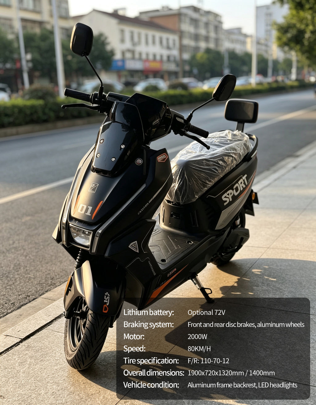 2000W High Speed Electric Scooter Motorcycle | 80km/h Max Speed, Available options. Range, Front & Rear Disc Brakes Adult E-Bike