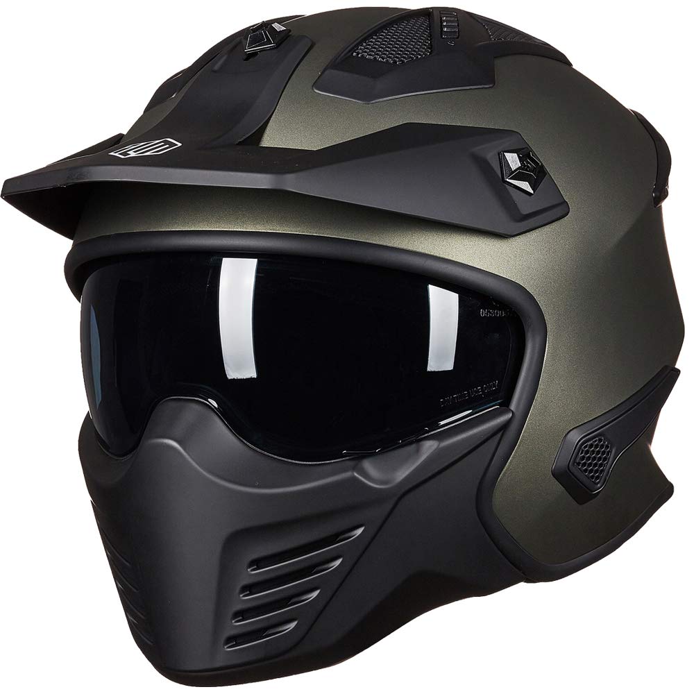 ILM Open Face Motorcycle 3/4 Half Helmet for Dirt Bike Moped ATV UTV Motocross Electric Cruiser Scooter DOT Model 726X(Matte Black,L)