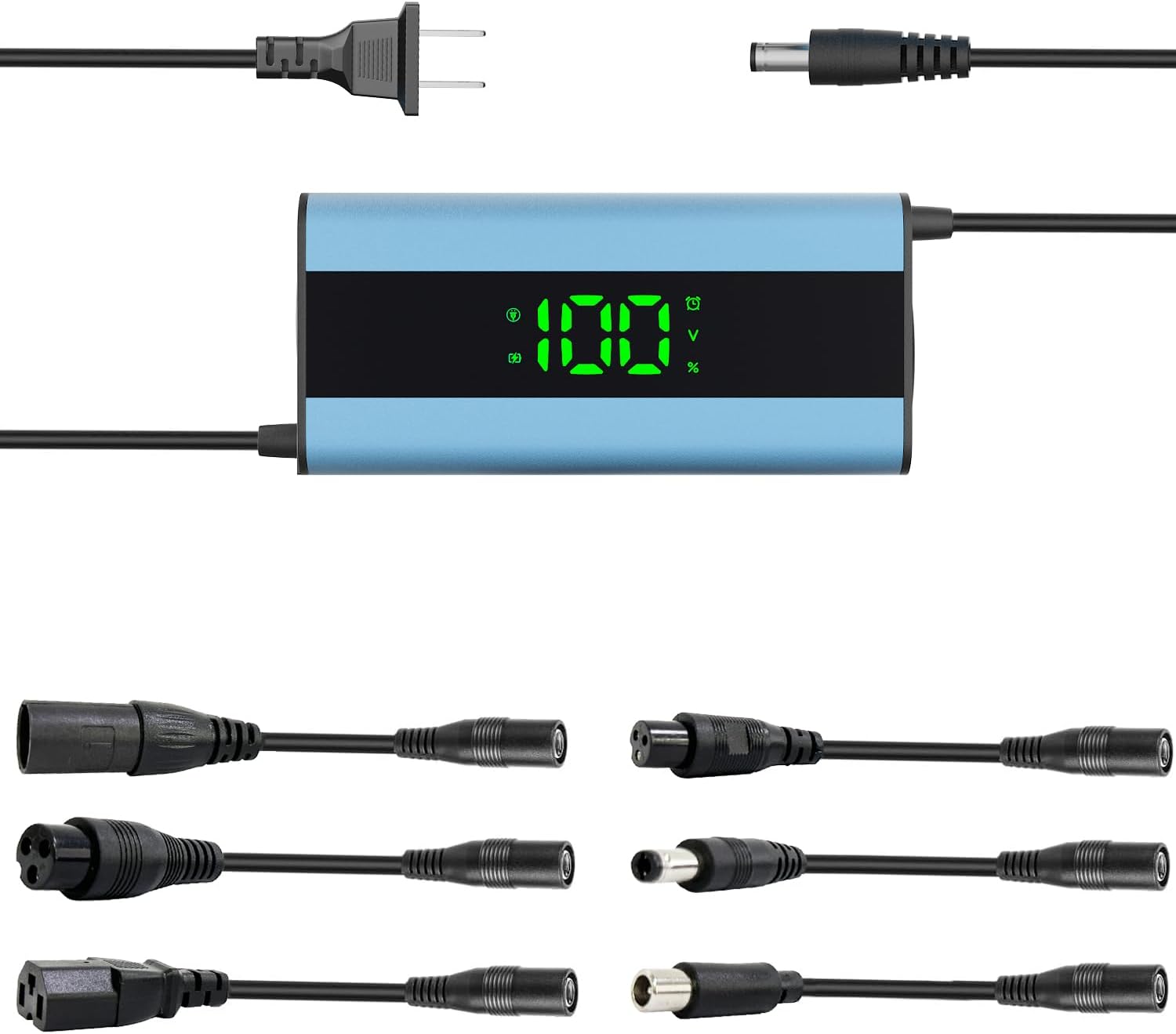54.6V 3A Electric Scooter Charger 6 in 1 Plugs Universal,for 48V Electric Scooter Ebike Lithium Battery, Smart Display, Fast Charging, Overcharge Protection, Compatible with Multiple Models (54.6 3A)