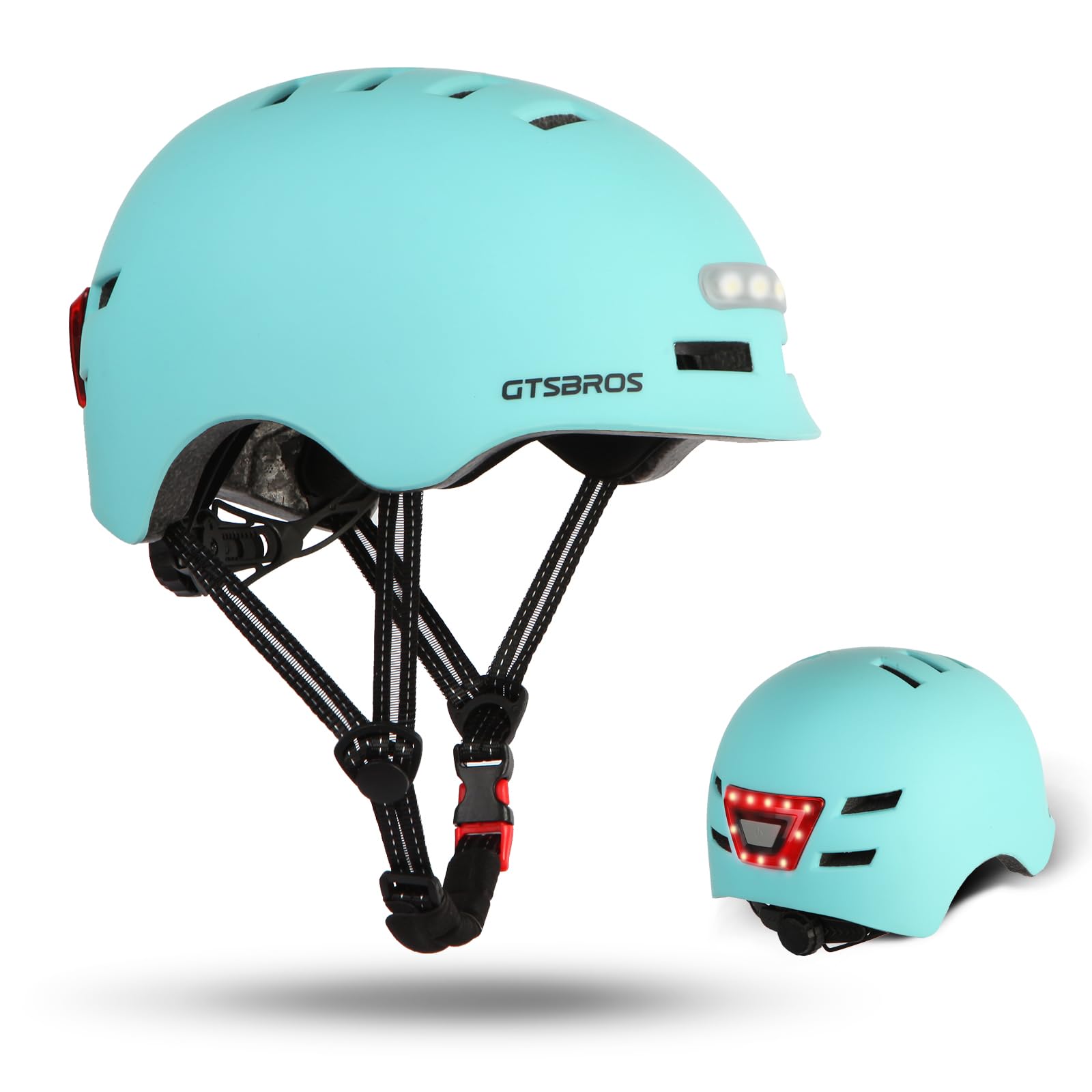 Bike Helmet for Adults with Front and Rear LED Lights - Safety Certified Lightweight Adjustable Bicycle Helmet for Men Women, Perfect for Urban Commuting, Road Cycling, Skating, Scooter