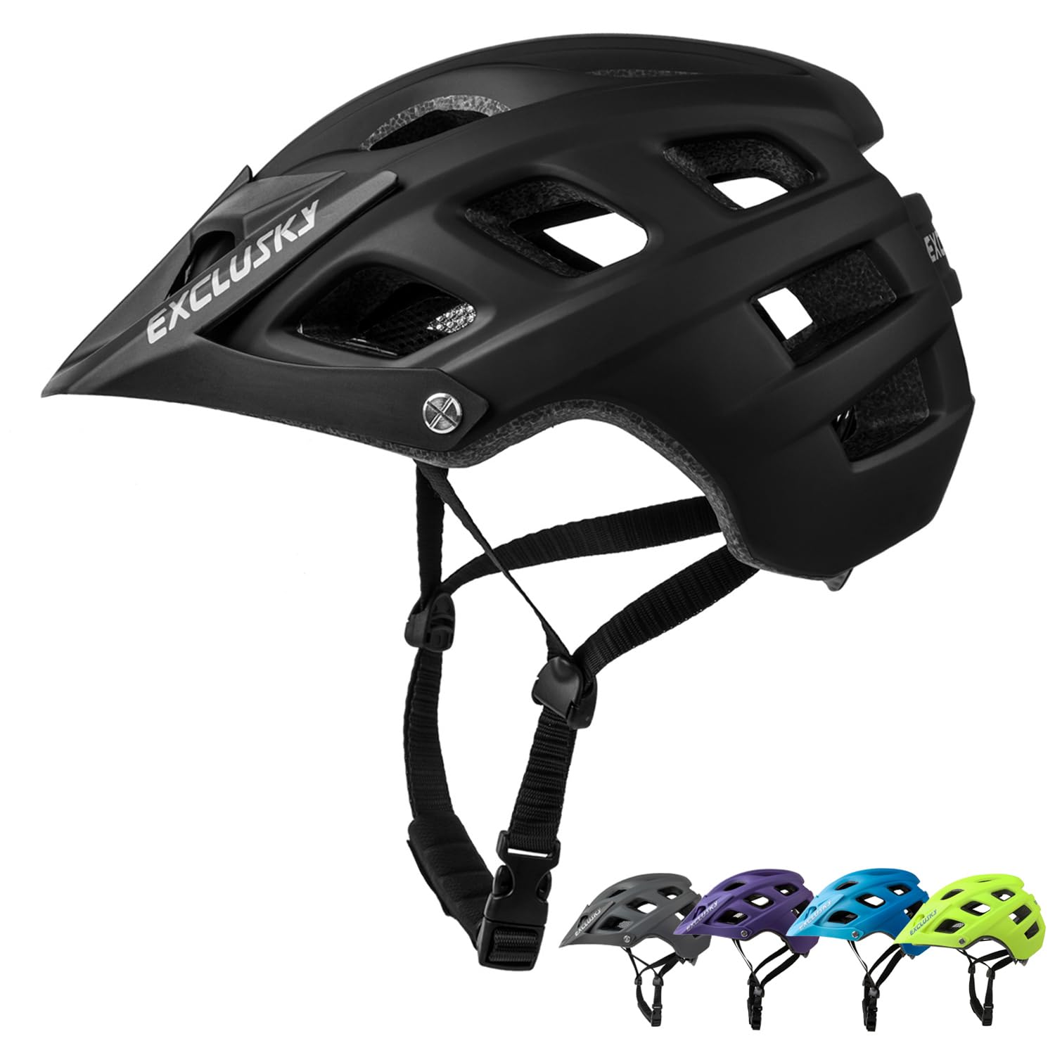 Exclusky Bike Helmet Mountain Bike Helmet for Adults Lightweight MTB Cycling Helmet for Men Women Adjustable Bicycle Helmet with Visor