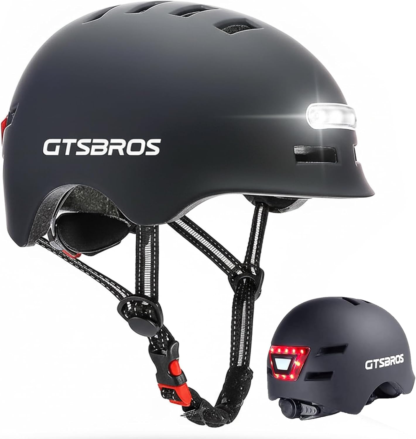 Bike Helmet for Adults with Front and Rear LED Lights - Safety Certified Lightweight Adjustable Bicycle Helmet for Men Women, Perfect for Urban Commuting, Road Cycling, Skating, Scooter