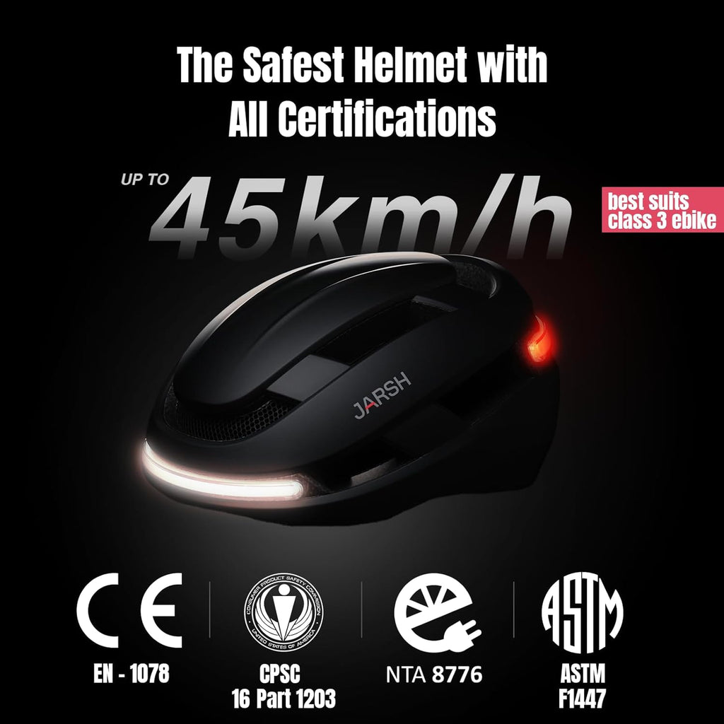 Commute Smart E Bike Helmet with Lights | NTA-8776 Certified for Electric Bikes, Scooters | Cycling Helmet Night Ride | Turn Signal | Fidlock Buckle | Electric Bike Helmet for Adults, Men, Women