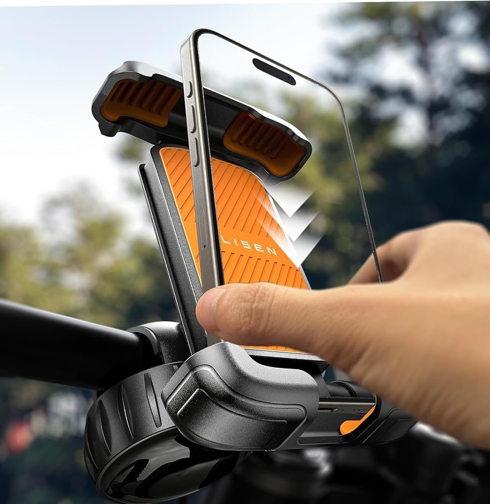 LISEN Bike Phone Holder, [Super Easy Install] Motorcycle Phone Mount Ebike Accessories Bicycle Handlebar Holder Mount Gifts for Adults Kids Men Mountain Mini Bike Scooter Gear Accessories for iPhone