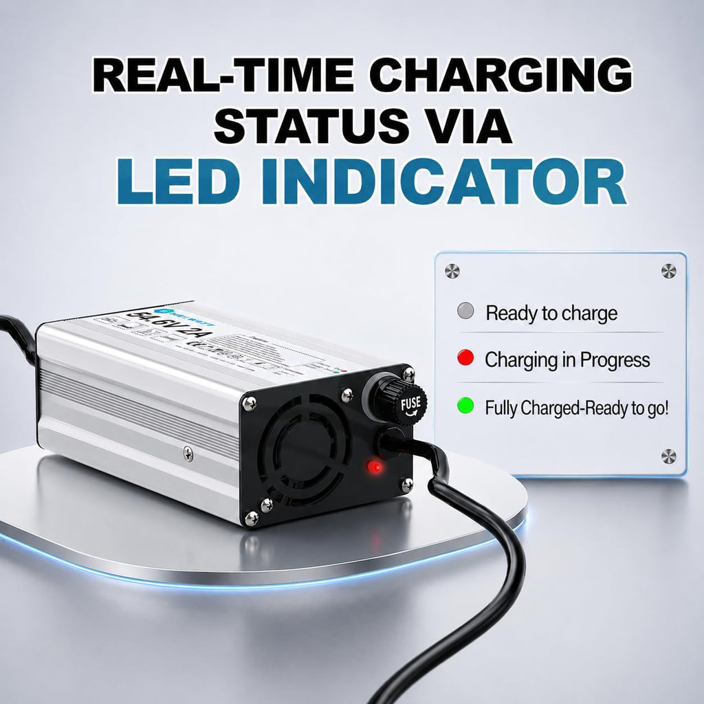 54.6V 2A Charger for 48V Lithium-ion Battery ebike Electric Bike Electric Scooter Hoverboard Battery Charger Replacement with 6 Connectors