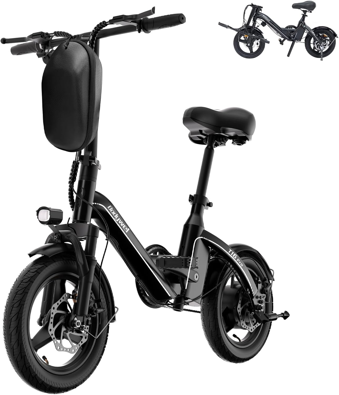 Bodywel Electric Bike for Adults, 14" Mini Foldable Ebike, 400W Peak Motor, 20 MPH, 25 Miles Range, City Commuter