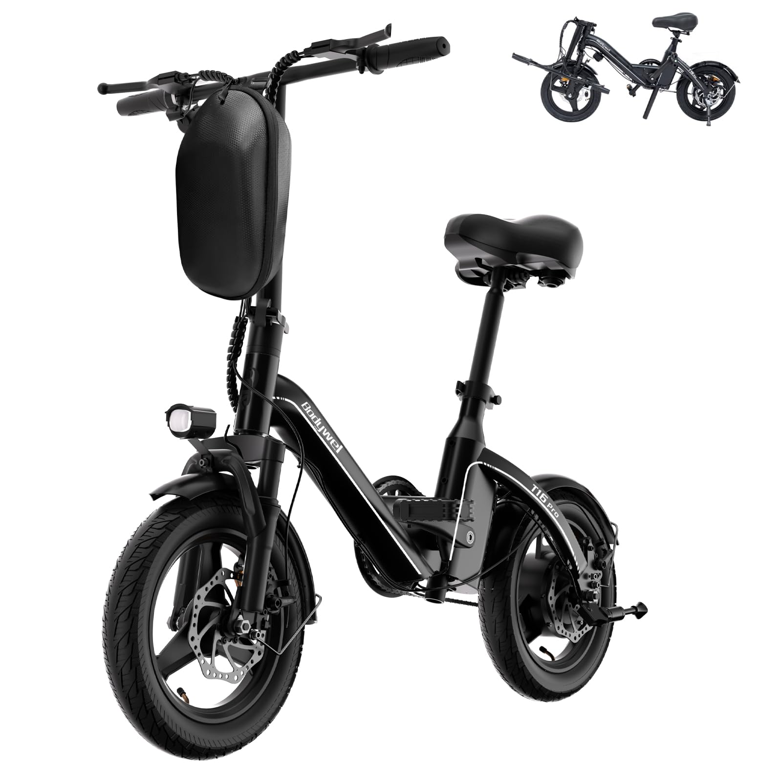 Bodywel Electric Bike for Adults, 14" Mini Foldable Ebike, 400W Peak Motor, 20 MPH, 25 Miles Range, City Commuter
