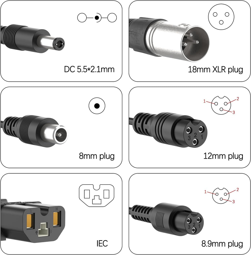 ETL Certified 54.6V 1.5A Electric Bike & Scooter Charger, 7-in-1 Universal Fast Charger Replacement for 48V 13S Lithium Battery, Compatible with Razor Gotrax Xiaomi Jetson Ninebot Hoverboard & E-Bike