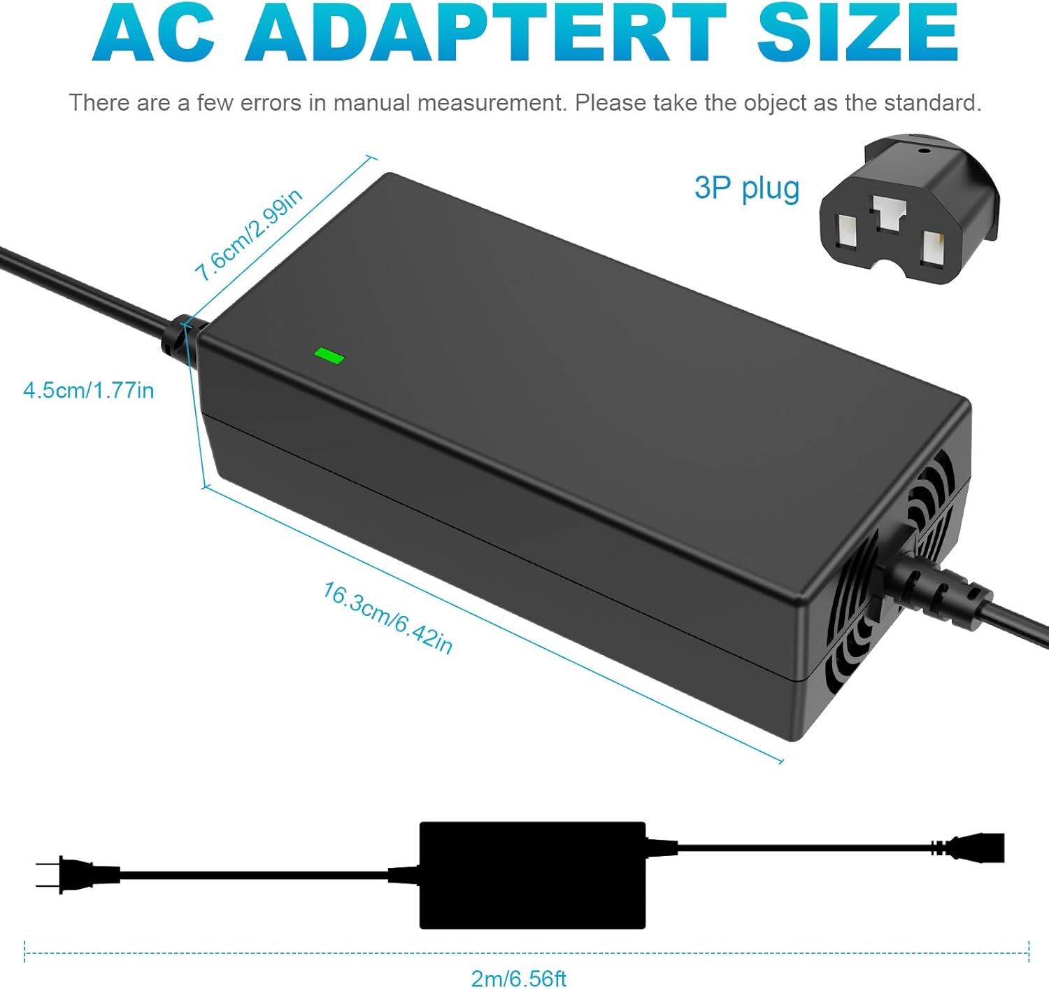 59V 1.8A for 48V 12AH Lead Acid Battery Charger for Electric Bicycle Motor Bike - 3 Holes Plug AC Adapter