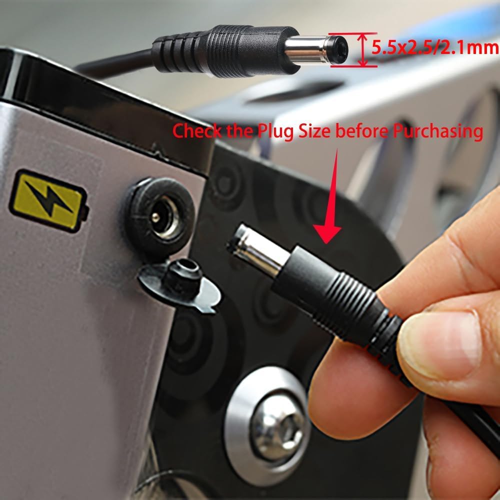 42V 2A DC Male Power Adapter for 36V Electric Bike Lithium Battery Charger,Escooter Ebike Battery Charger Connector Diameter 5.5mmx2.1mm/2.5mm