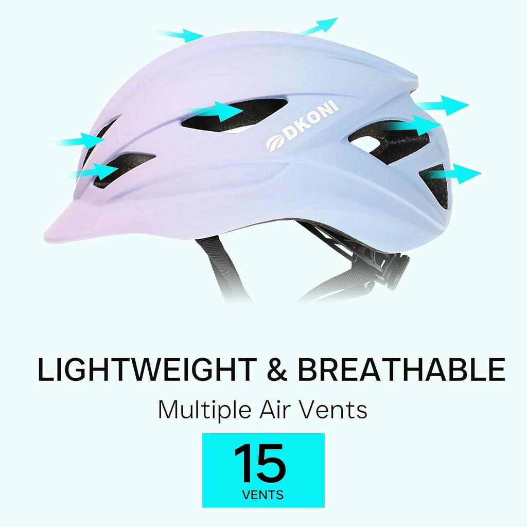 DKONI Bike Helmet Adult Urban:Bicycle Helmet for Men Women with USB Charge Detachable Taillight Helmets for Commuter Cycling Scooters