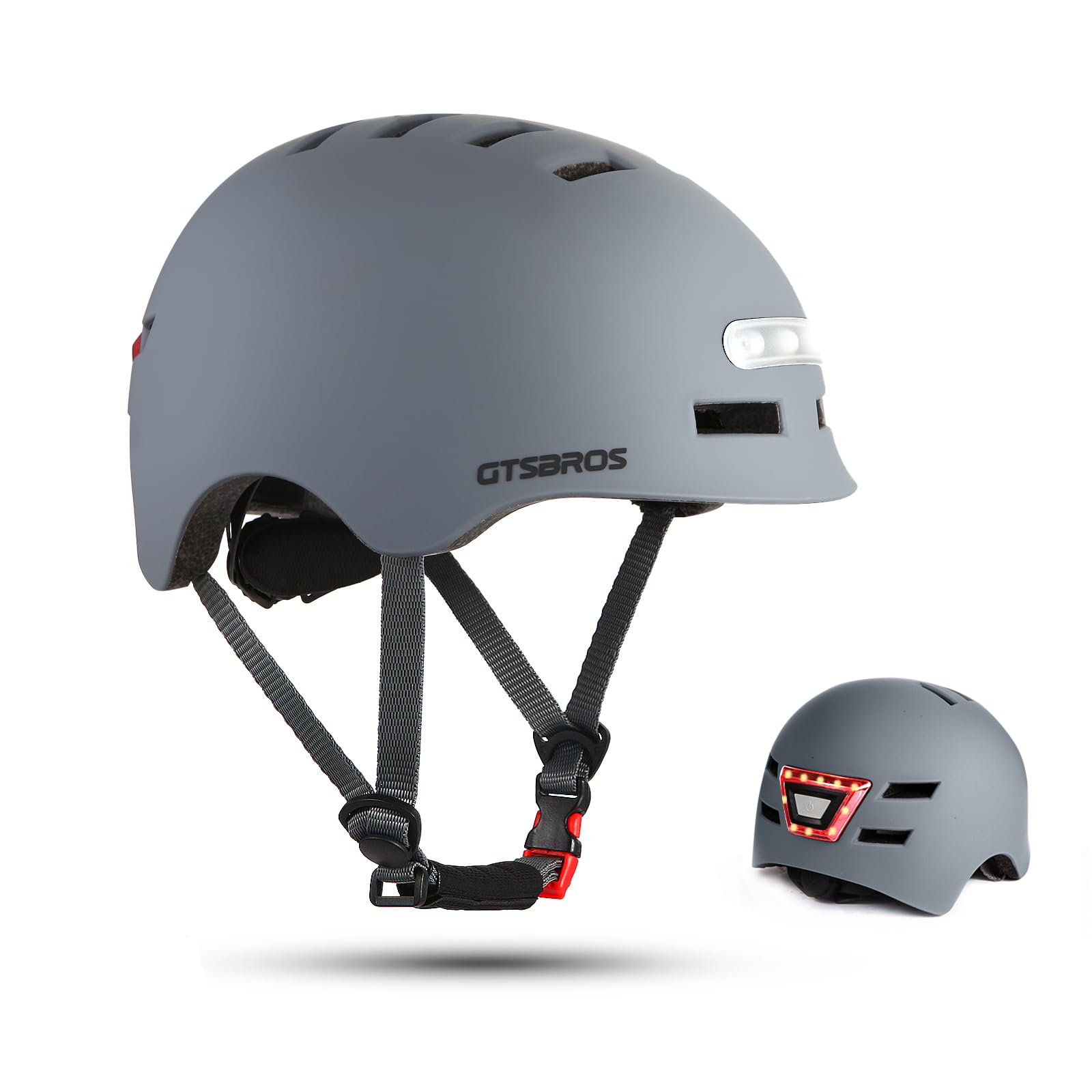 Bike Helmet for Adults with Front and Rear LED Lights - Safety Certified Lightweight Adjustable Bicycle Helmet for Men Women, Perfect for Urban Commuting, Road Cycling, Skating, Scooter