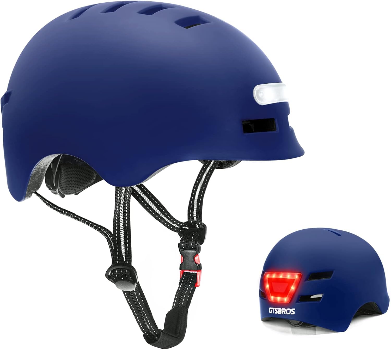Bike Helmet for Adults with Front and Rear LED Lights - Safety Certified Lightweight Adjustable Bicycle Helmet for Men Women, Perfect for Urban Commuting, Road Cycling, Skating, Scooter