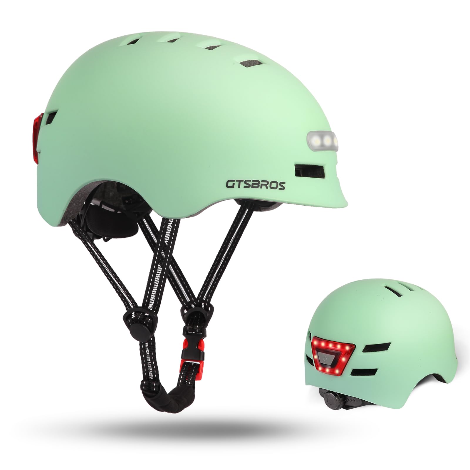 Bike Helmet for Adults with Front and Rear LED Lights - Safety Certified Lightweight Adjustable Bicycle Helmet for Men Women, Perfect for Urban Commuting, Road Cycling, Skating, Scooter