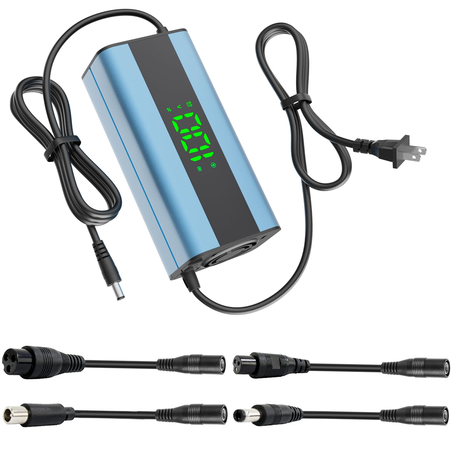 54.6V 3A Electric Scooter Charger 6 in 1 Plugs Universal,for 48V Electric Scooter Ebike Lithium Battery, Smart Display, Fast Charging, Overcharge Protection, Compatible with Multiple Models (54.6 3A)