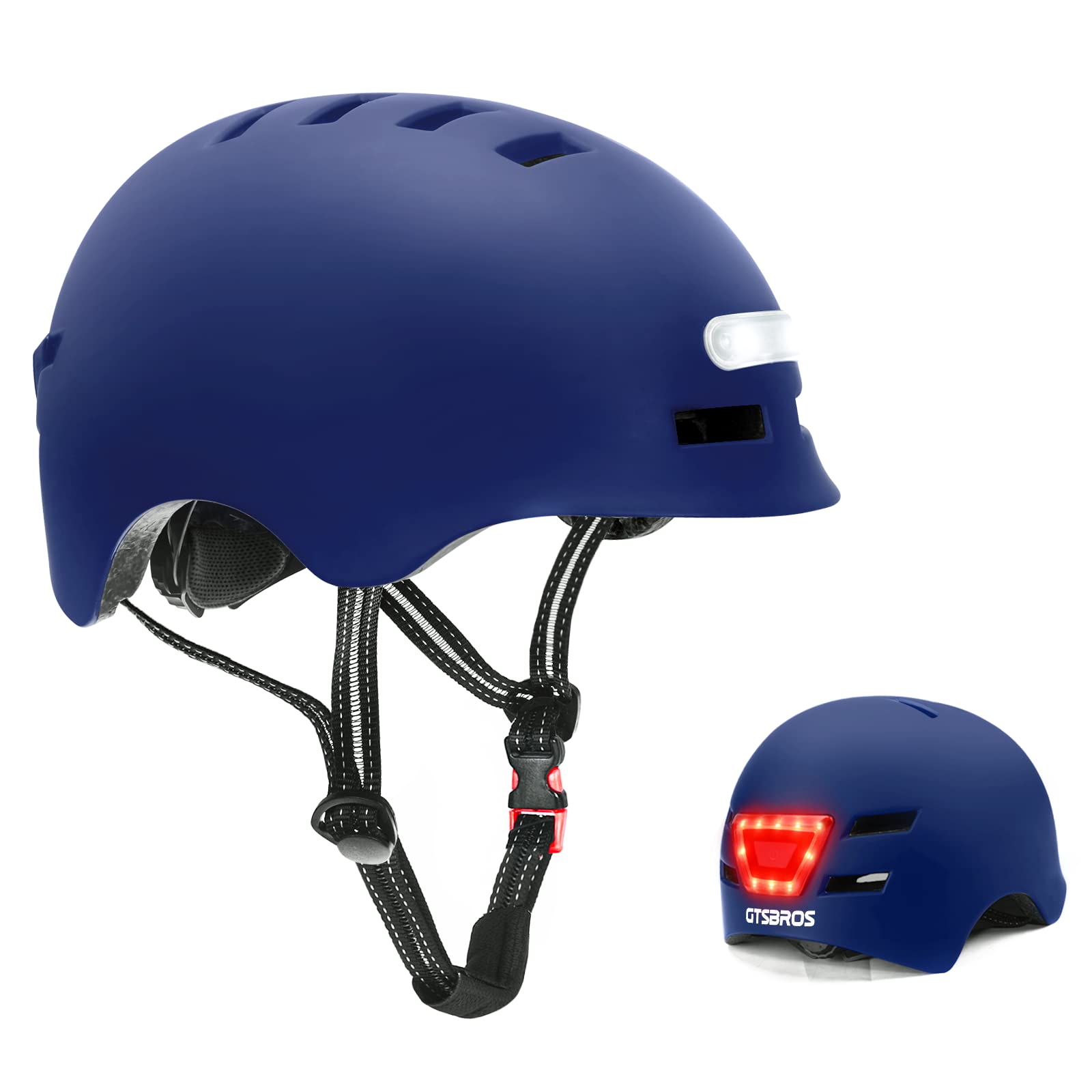 Bike Helmet for Adults with Front and Rear LED Lights - Safety Certified Lightweight Adjustable Bicycle Helmet for Men Women, Perfect for Urban Commuting, Road Cycling, Skating, Scooter