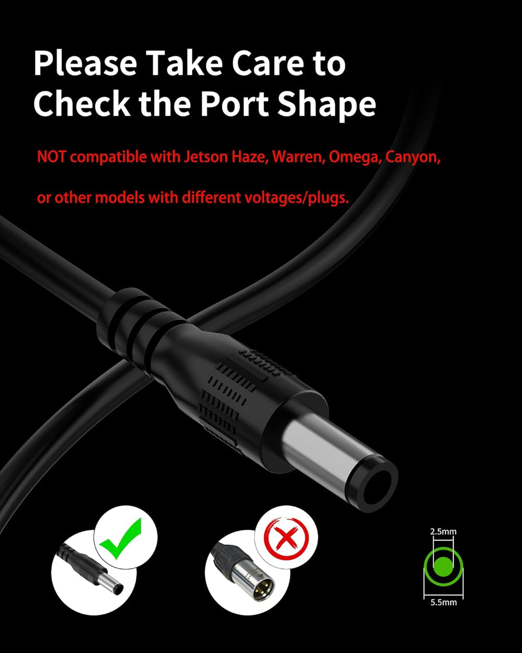 VHBW 42V Charger for Jetson Electric Bike, Compatible with Jetson Bolt, Bolt Pro, Adventure, Journey, Shadow, LX10, J5, J8 Bikes and for Jetson Eris, Ora Pro, Racer, Rhythm, Ryder Scooters
