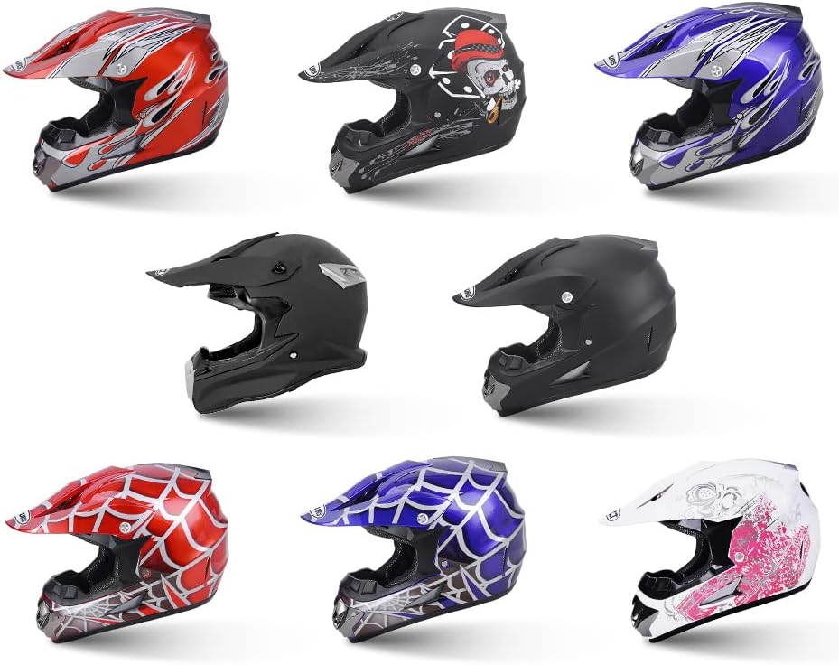 OUMURS Adult Motocross Dirt Bike Helmet with Goggles, Gloves & Mask Dirt Bike ATV Helmet for Unisex-Adult Men Women Adjustable Sun Visor DOT/FMVSS-218 Off-Road Motorcycle Helmet UTV Helmet Downhill
