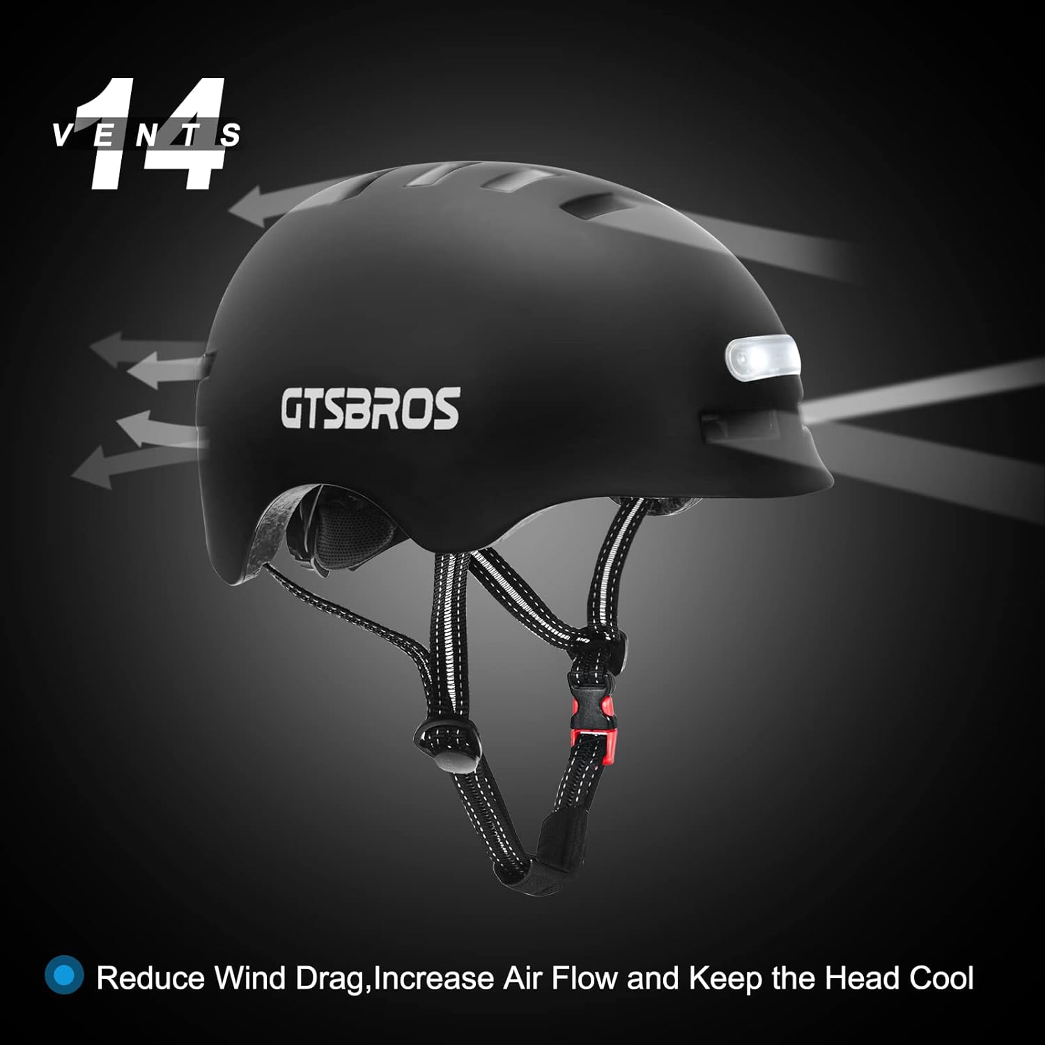 Bike Helmet for Adults with Front and Rear LED Lights - Safety Certified Lightweight Adjustable Bicycle Helmet for Men Women, Perfect for Urban Commuting, Road Cycling, Skating, Scooter