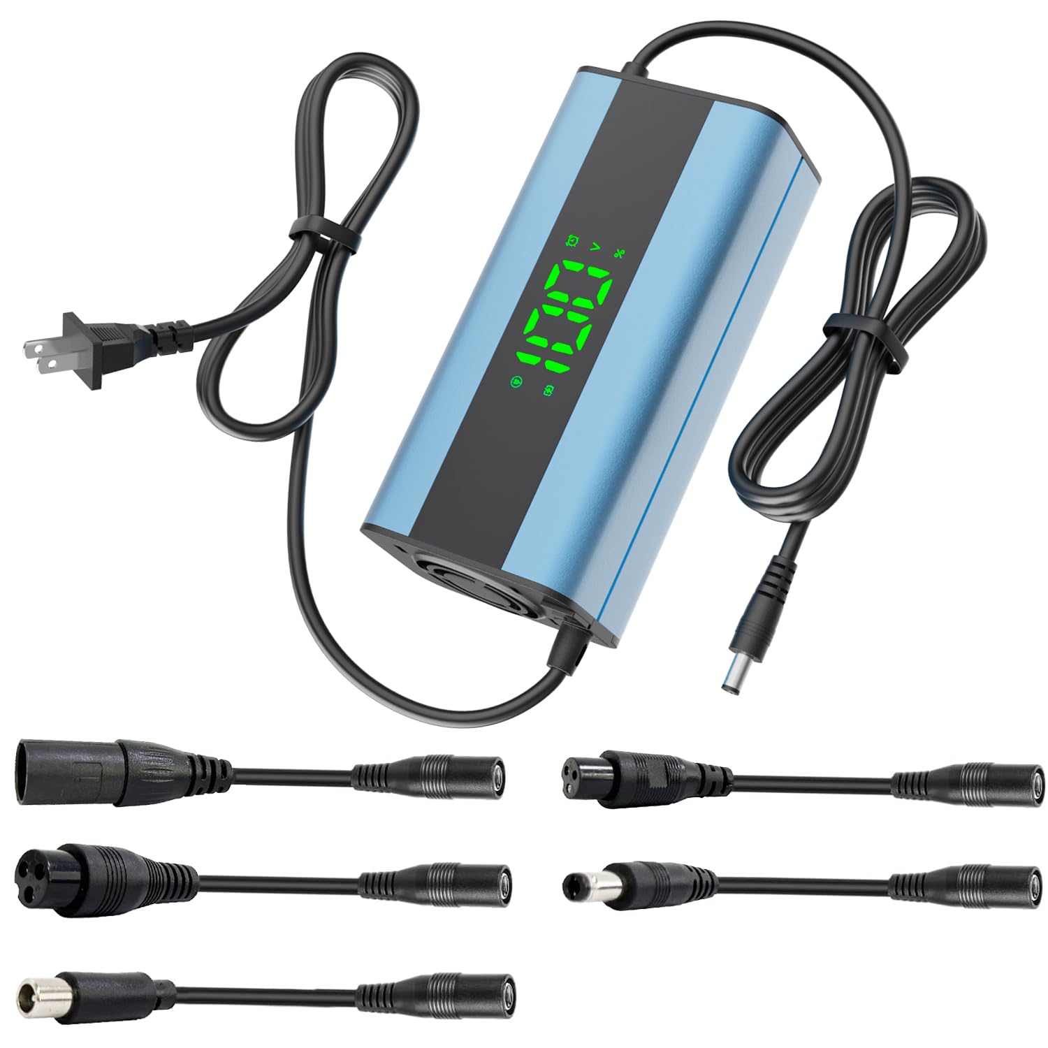 54.6V 3A Electric Scooter Charger 6 in 1 Plugs Universal,for 48V Electric Scooter Ebike Lithium Battery, Smart Display, Fast Charging, Overcharge Protection, Compatible with Multiple Models (54.6 3A)