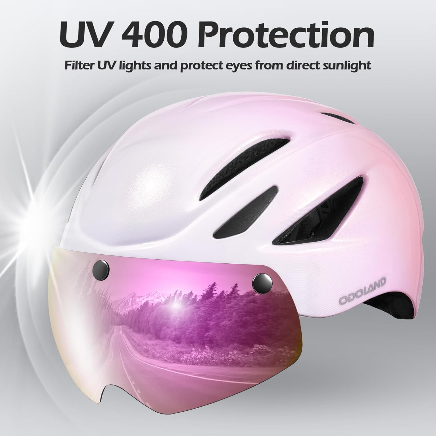 Odoland Bike Helmet with Magnetic Sun Visor for Adults, Glasses-Friendly Design Adjustable Dial Cycling Helmet for Men & Women, Urban Riding Bicycle Helmet for Mountain, Road, E-Bike, Commuting