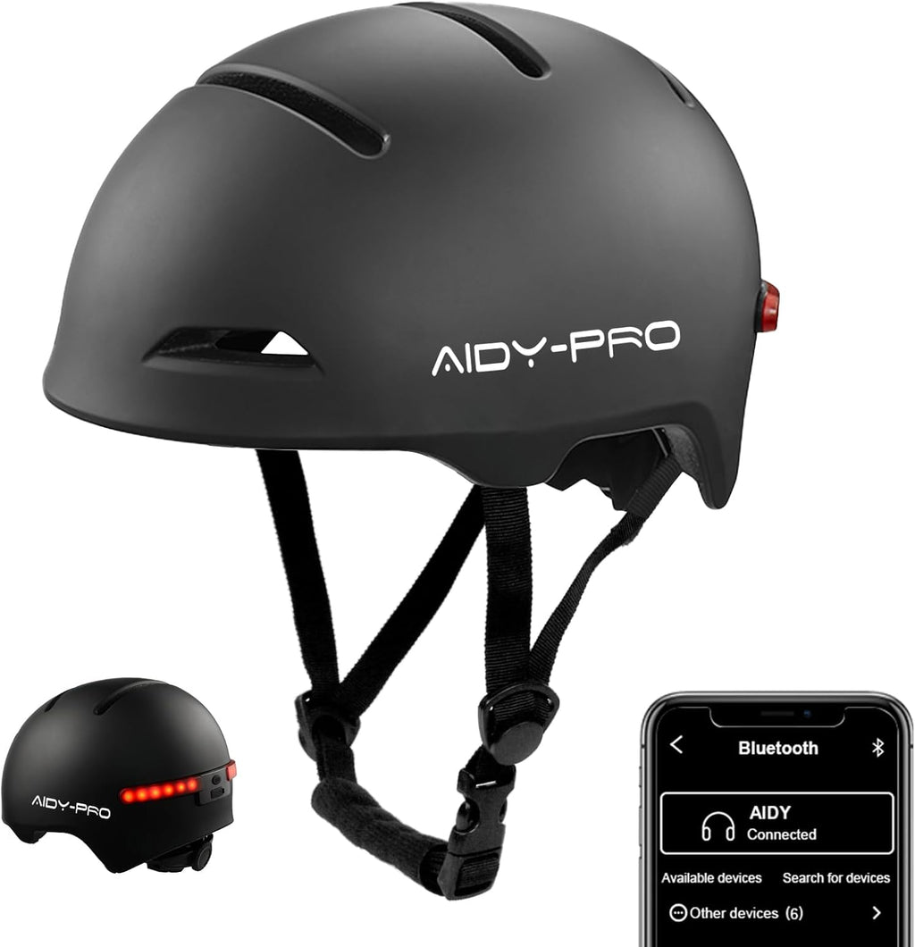 AIDY-PRO Smart Bike Helmet with Bluetooth for Men Women, Bluetooth Bike Helmet Built-in Speakers, Microphone and Rear LED Lights, Road Bicycle E-Bikes Commuter Helmets