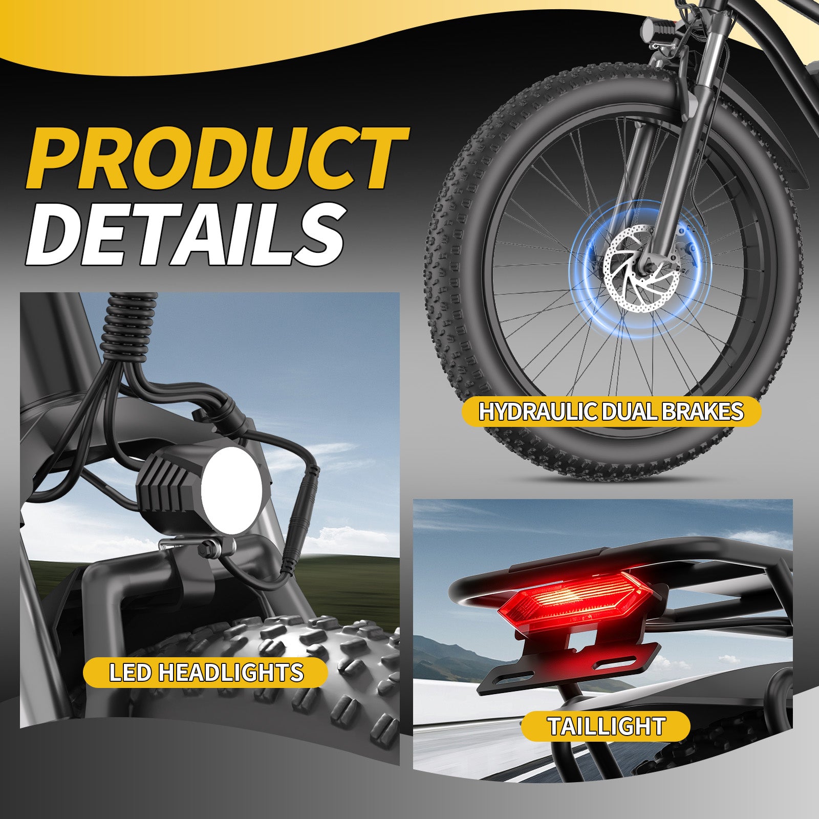 1500W Peak Fat Tire Electric Bike, 48V 15AH Detachable Battery 32MPH All Terrain E-Bike, Full Suspension Aluminum Frame Electric Mountain Bicycle with Hydraulic Disc Brakes