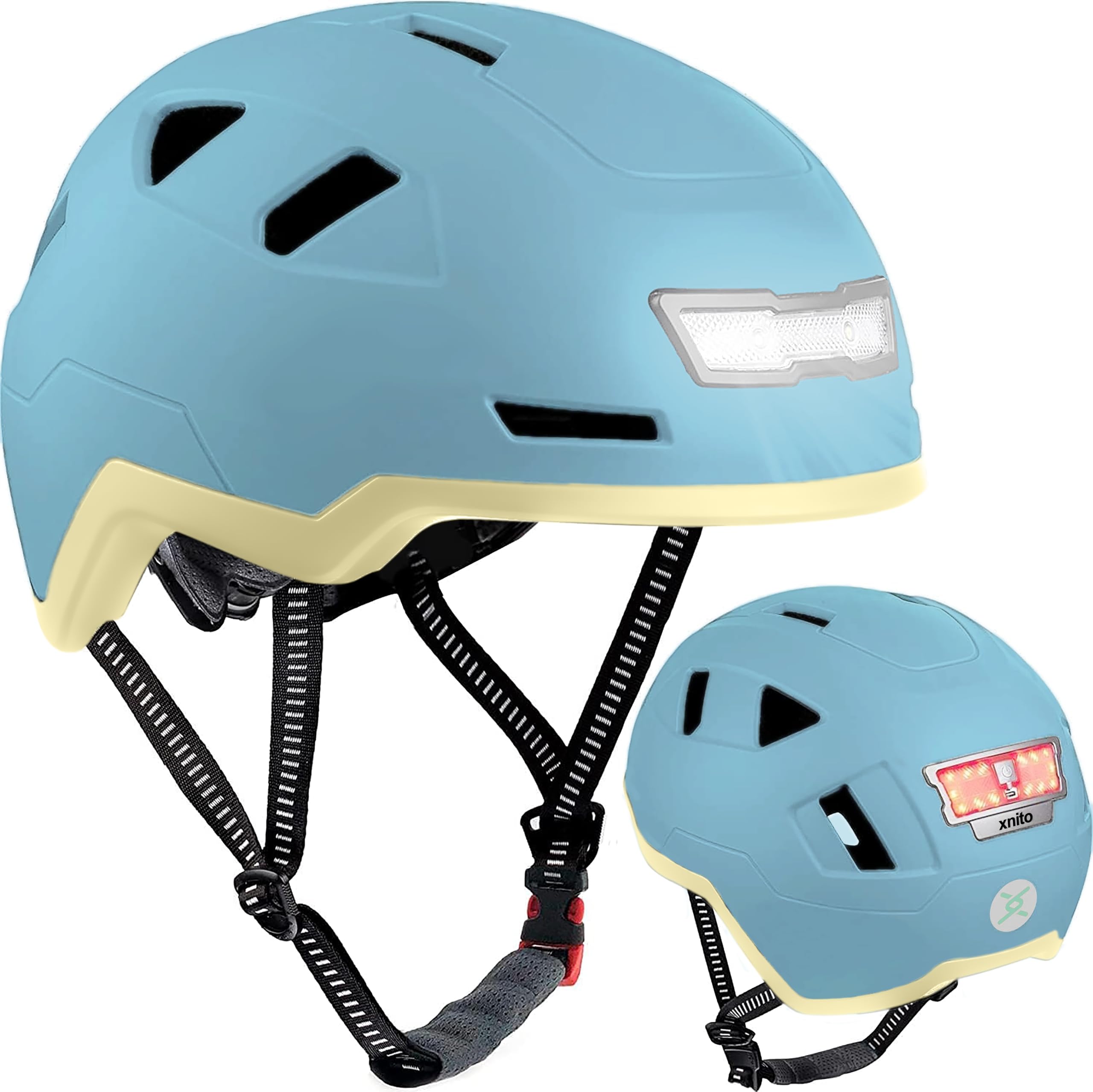 XNITO Bike Helmet with LED Lights - Urban Bicycle Helmet for Adults, Men & Women - CPSC & NTA-8776 Dual Certified - Class 3 E-Bikes, Scooters, Onewheel, Commuter, Mountain