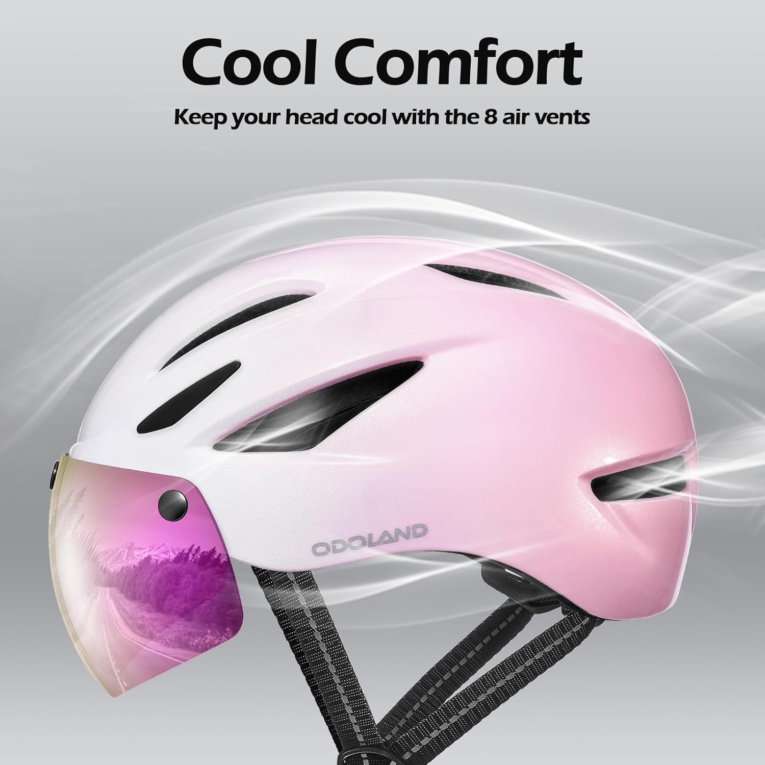 Odoland Bike Helmet with Magnetic Sun Visor for Adults, Glasses-Friendly Design Adjustable Dial Cycling Helmet for Men & Women, Urban Riding Bicycle Helmet for Mountain, Road, E-Bike, Commuting