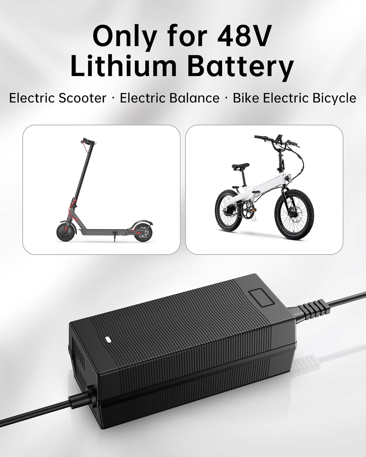 WUKUR 54.6V 2A Electric Scooter Charger 5 Connectors for 48V Lithium Batteries Compatible with Lectric XP 2.0/3.0, for Ecotric City/Beach, for Evercross H5/H7 Ebike
