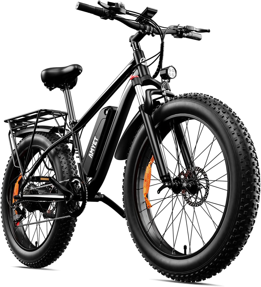 AMYET EB26 Electric Bike for Adults Peak 1500W Electric Bicycle 48V 15AH (720WH) Battery Electric Bike 26" Fat Tire Mountain 28mph 7 Speed Gears Ebike