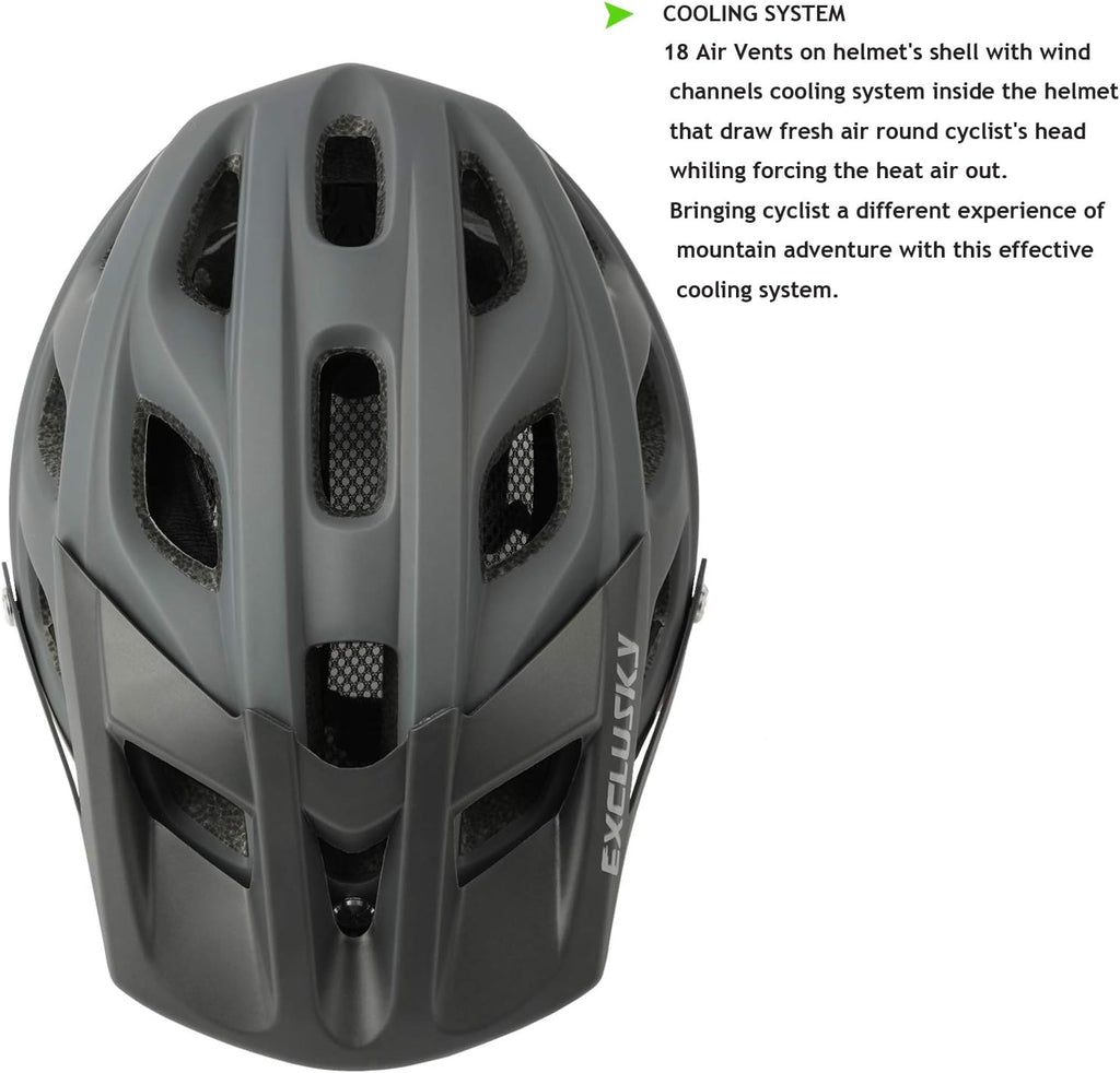 Exclusky Bike Helmet Mountain Bike Helmet for Adults Lightweight MTB Cycling Helmet for Men Women Adjustable Bicycle Helmet with Visor