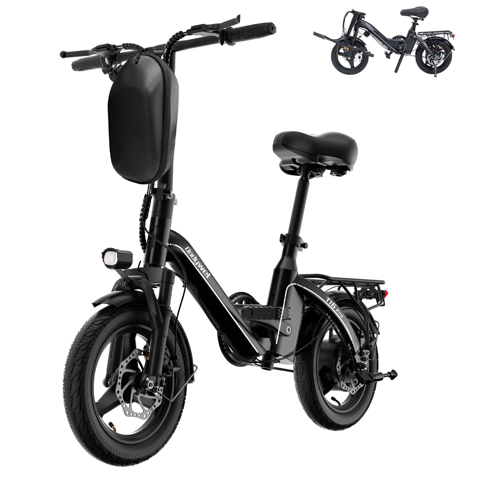Bodywel Electric Bike for Adults, 14" Mini Foldable Ebike, 400W Peak Motor, 20 MPH, 25 Miles Range, City Commuter