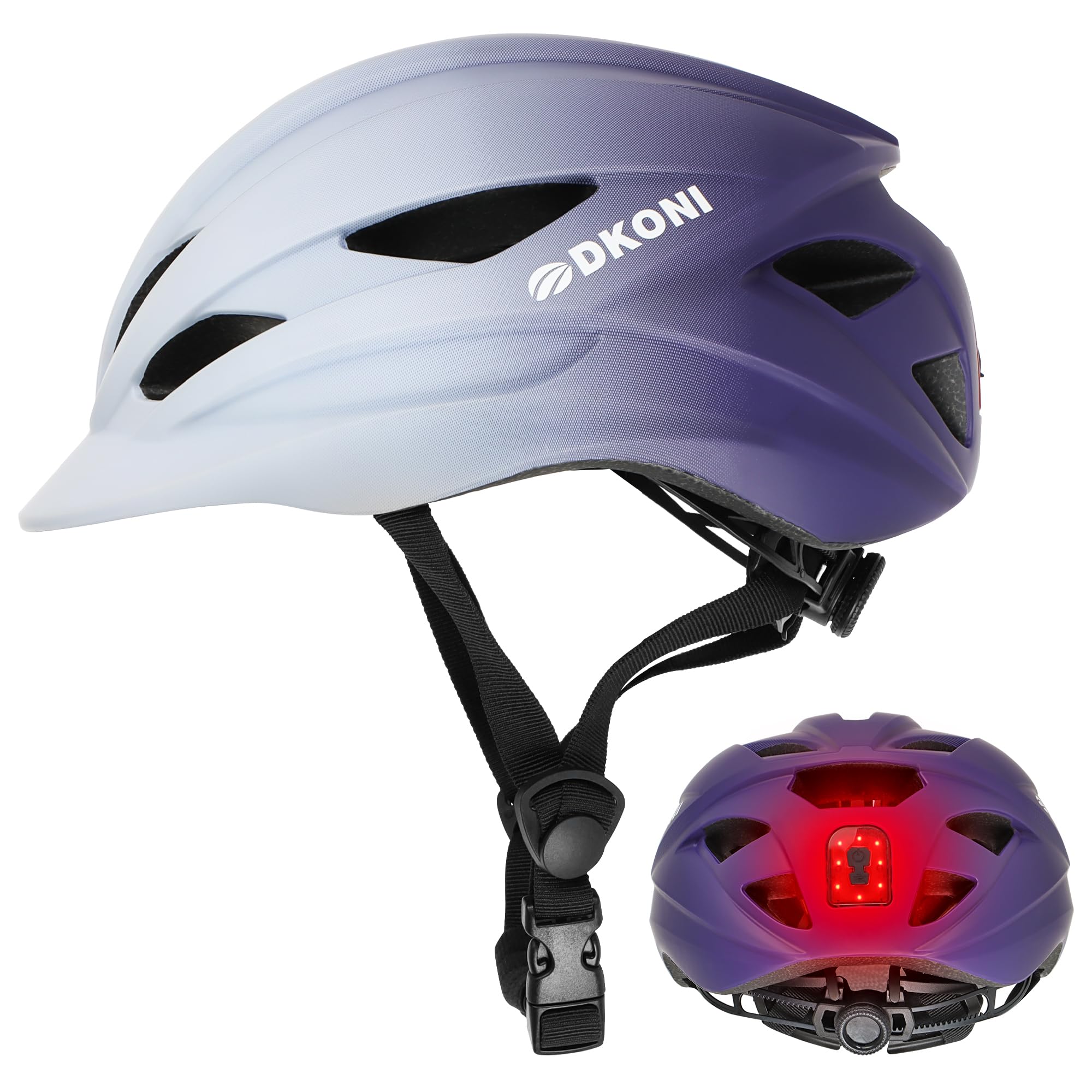 DKONI Bike Helmet Adult Urban:Bicycle Helmet for Men Women with USB Charge Detachable Taillight Helmets for Commuter Cycling Scooters