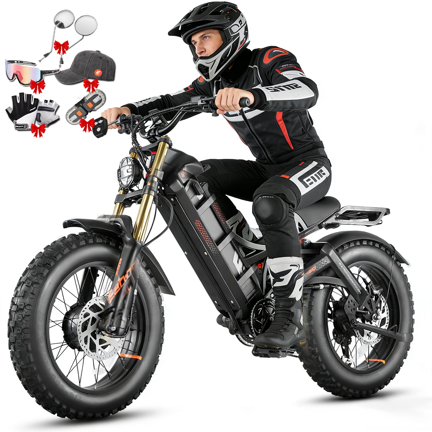 2026 eAhora Romeo Dual-Motor Ebike - 50Mph 5600W 60-80AH 250Miles Long Range Electric Bike for Adults, Full Suspension Hydraulic Brakes Electric Bicycle, 26" Mountain Bike for Off-Road Commuting