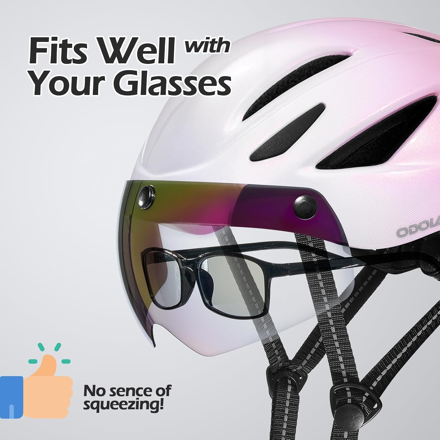 Odoland Bike Helmet with Magnetic Sun Visor for Adults, Glasses-Friendly Design Adjustable Dial Cycling Helmet for Men & Women, Urban Riding Bicycle Helmet for Mountain, Road, E-Bike, Commuting